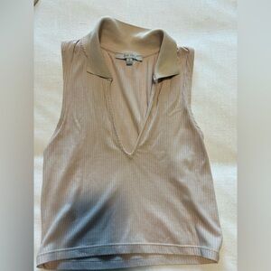 Deep V Tan Tank Top Crop Top